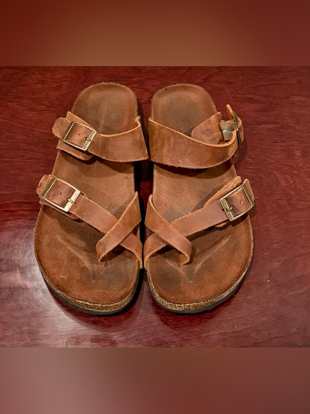 Women’s White Mountain Footbeds Brown Leather Sandals - Size 6M